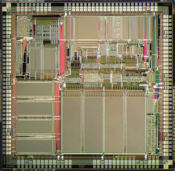 Die of an ARM610 microprocessor. Source: Wikipedia